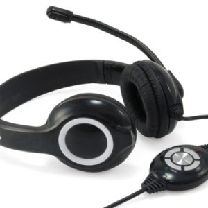 Conceptronic Polona Auriculares con Microfono USB - Microfono Flexible - Diadema Ajustable - Almohadillas Acolchadas - Controles en Cable - Cable de 2m - Color Negro
