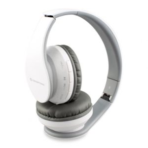 Conceptronic Parris 01 Auriculares Inalambricos Bluetooth 4.2 - Manos Libres - Entrada Auxiliar Jack de 3.5mm -Lector de Tarjeta MicroSD - 5 Horas de Autonomia - Blanco