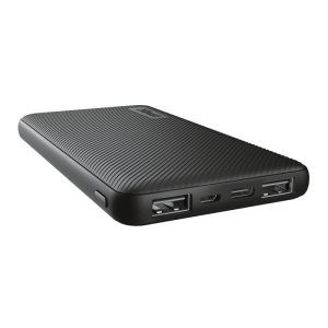 Trust Primo Bateria Externa/Power Bank 10000mAh - 2x USB-A, 1x USB-C - Ultra Fina - Autonomia hasta 46h - Carga Simultanea hasta 3 Dispositivos - Color Negro
