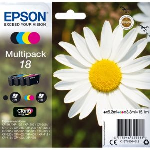 Epson T1806 (18) Pack de 4 Cartuchos de Tinta Originales - C13T18064012