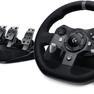 Logitech G920 Driving Force Juego de Volante y Pedales Compatible con Xbox Series X|S, Xbox One y PC - Giro 900º - Efecto Force Feedback - Freno No Lineal - Volante de Aluminio, Cuero y Acero - Pedales Ajustables - Adaptable a Mesa y Soporte