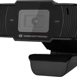 Conceptronic Webcam HD 720p USB 2.0 - Microfono Integrado - Enfoque Fijo - Cubierta de Privacidad - Angulo de Vision 90º - Cable de 1.50m