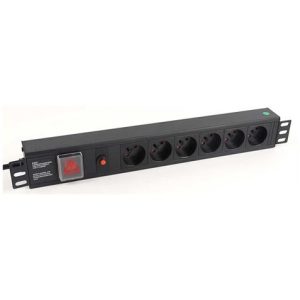 Cromad Regleta 6 Shuckos para Montaje en Rack 19" 1U - Interruptor On/Off - Carcasa de Aluminio - Cable de 1.80m