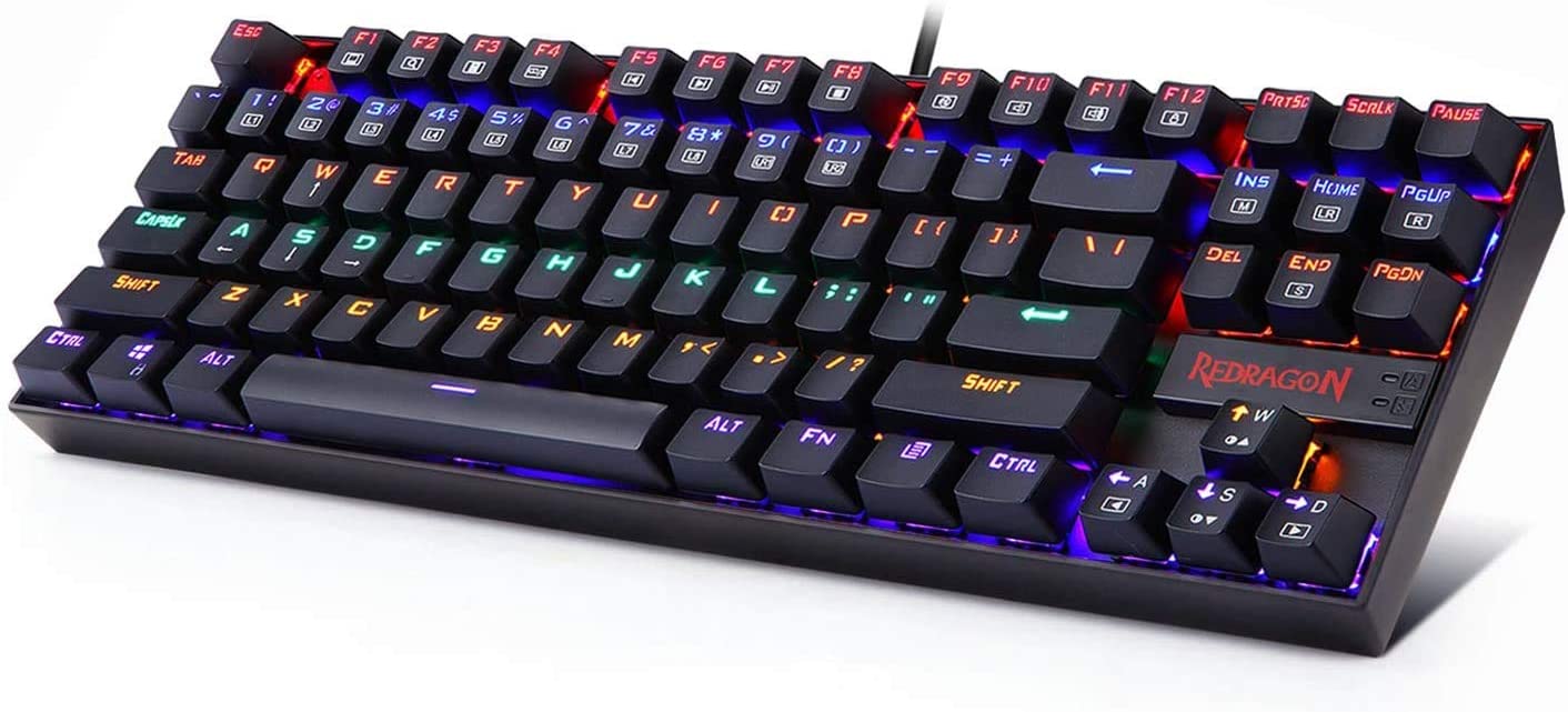 Redragon Rainbow Kumara K552 Teclado Mecanico Gaming TKL USB - Iluminacion RGB - Teclas Redragon Red - Antighosting - Cable de 1.80m