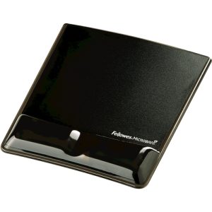Fellowes Alfombrilla con Reposamuñecas de Gel Canal Ergonomico - Diseñador para Evitar Dolor de Muñeca - Color Negro