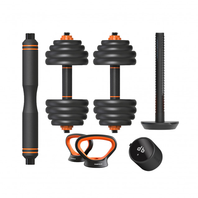 Xiaomi Fed Smart Pack Mancuernas + Barra de Acero + Pesa Rusa + Sensor Move It - 40Kg. - Discos de Aleacion de Hierro y Arena