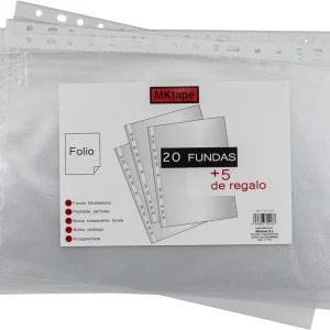 MKtape Pack de 25 Fundas Multitaladro Portadocumentos - Formato Folio - 0.5 Micras - Color Transparente
