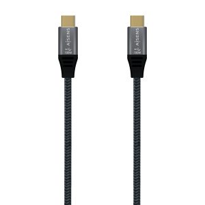 Aisens Cable USB 2.0 Aluminio 5A 100W E-MARK - USB-C/M-USB-C/M - 1.0M - Color Gris