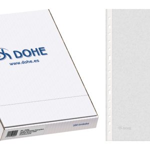 Dohe Caja de 100 Fundas Multitaladro Premium 80 Micras - Formato Folio - 16 Perforaciones - Transparentes