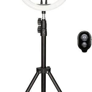 Ksix Studio Live Remote Anillo de Luz 12" USB con Tripode - 2 Soportes Flexibles de Smartphone - 10 Intensidades - 3 Temperaturas de Luz - 1250lm - Control Remoto