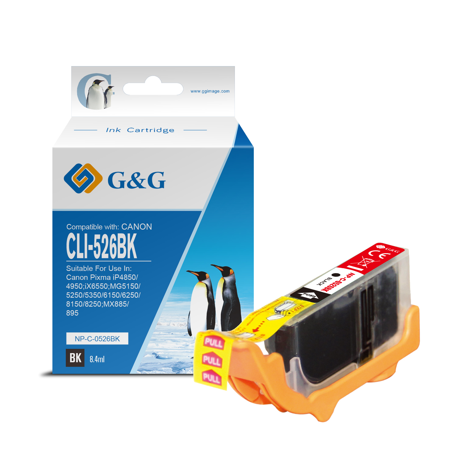 G&G Canon CLI526 Negro Cartucho de Tinta Generico - Reemplaza 4540B001