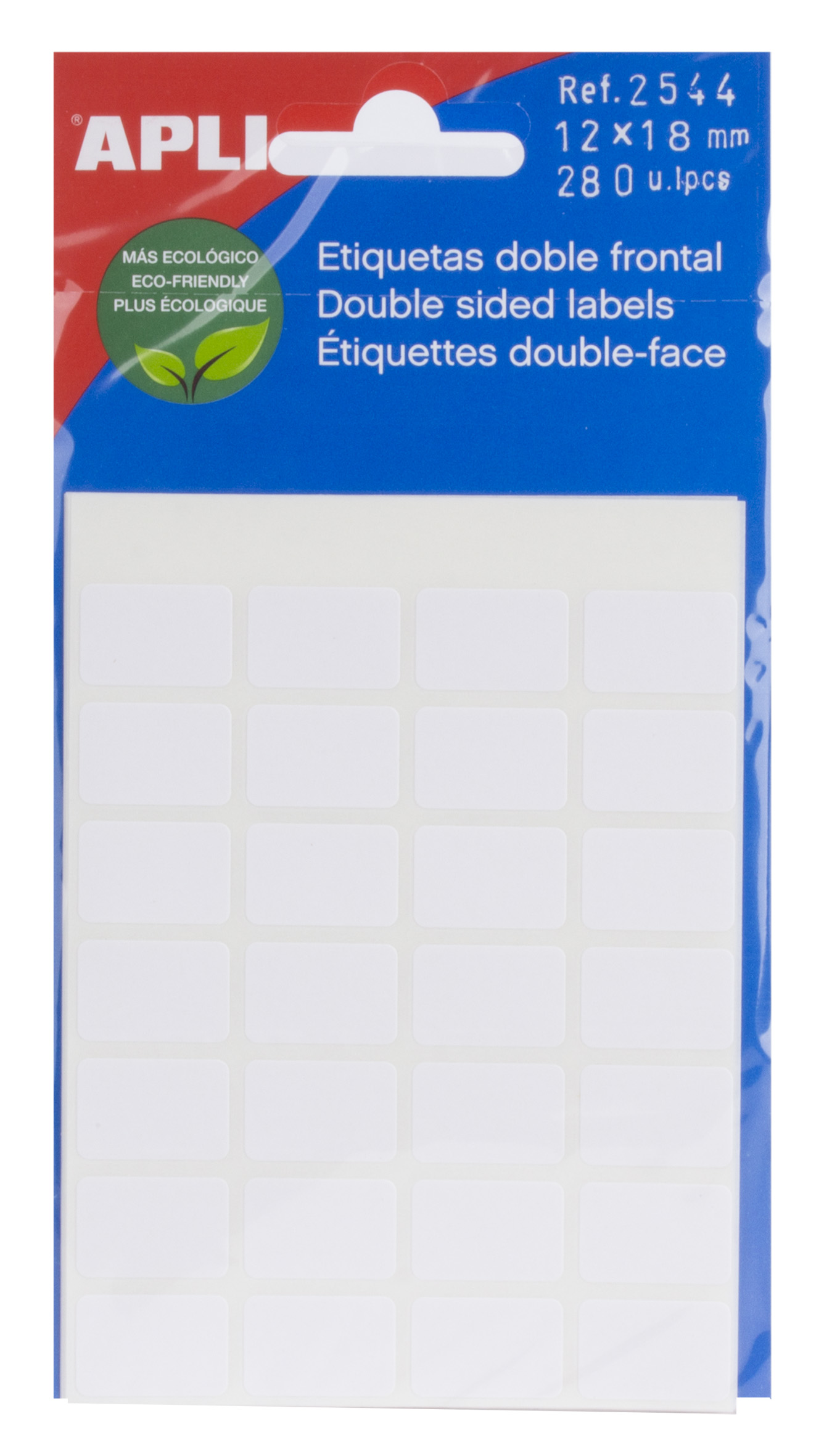 Apli Etiquetas Doble Frontal Blancas 12.0 x 18.0mm