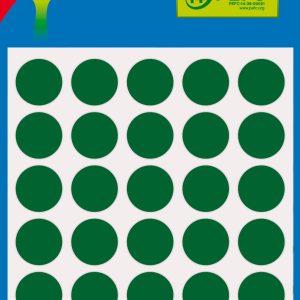 Apli Pack de 175 Etiquetas Redondas - Tamaño Ø 13mm - Aptas para Escritura Manual - Adhesivo Permanente - Color Verde