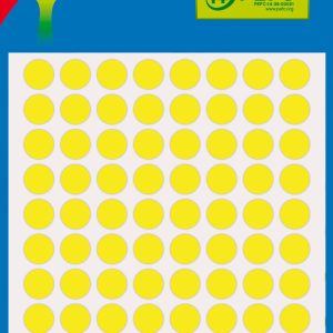 Apli Etiquetas Minibolsa Amarillo Fluorescente Ø 8.0mm 3 Hojas