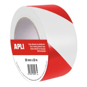 Apli Cinta de Señalizacion PVC Bicolor 50mmx33M 160?m - Adhesivo Solvente de Caucho Natural - Resistente a Vehiculos Pesados y Rayos UV