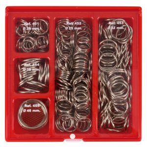 Apli Expositor de Anillas Metalicas Articuladas - Medidas Surtidas - Acabado Niquelado - Ideal para Encuadernacion y Scrapbooking - Incluye 330 Anillas