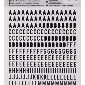 Apli Letras de Palo Mayusculas Adhesivas - Altura 10mm - Color Negro - Pack de 2 Hojas con 486 Letras