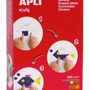 Apli Gomets Cuadrados Adhesivo Permanente - 12x12mm, 17x17mm y 23x23mm - 200 Hojas en Colores Surtidos - Desarrollo de Habilidades y Capacidades en Niños