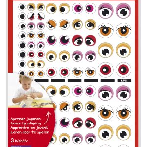 Apli Bolsa de Gomets Tematicos con Ojos - 312 Gomets - Adhesivo Removible - Desarrolla Habilidades Motoras - Identifica Emociones - Color Rosa y Naranja