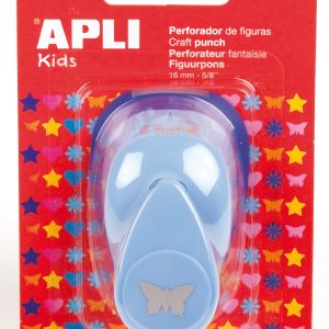 Apli Perforadora de Papel en Forma de Mariposa - Figura de 16mm - Perfora Papel, Carton y Cartulina de Hasta 220g/m² - Deposito de Papel - Doble Uso - Ideal para Scrapbooking, Manualidades y Decoraciones - Color Plateado