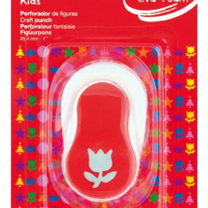 Apli Perforadora de Papel y Goma Eva en Forma de Tulipan - Tamaño de Figura 25.4mm - Perforadora de Alta Calidad para Papel, Carton, Cartulina o Goma Eva de Hasta 2mm - Deposito de Facil Apertura - Doble Uso - Color Blanco