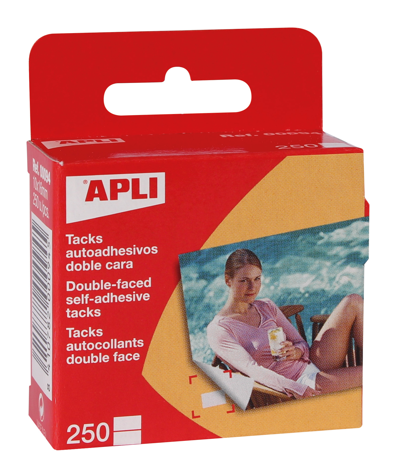 Apli Pack de 250 Tacks Autoadhesivos Doble Cara 10x16mm - Ideal para Fotos, Scrapbooking y Manualidades - Libre de Acidos - Transparente