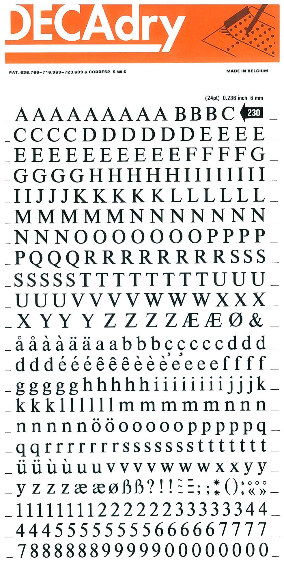 Apli Letras y Numeros Transferibles Super 6mm - 390 Caracteres - Negros Intensos