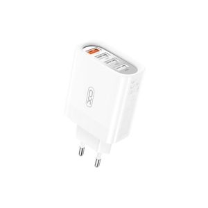 XO Cargador USB de 4 Puertos - Potencia Total de 18W - Salida Simultanea de 2 o 3 Puertos - Proteccion Inteligente - Peso de 62gr - Color Negro