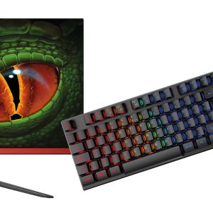 KeepOut Pack de Monitor Gaming LED 22" Full HD 1080p 75Hz, Respuesta 5ms + Teclado USB Multimedia con Iluminacion RGB + Raton USB 7200dpi con Iluminacion RGB