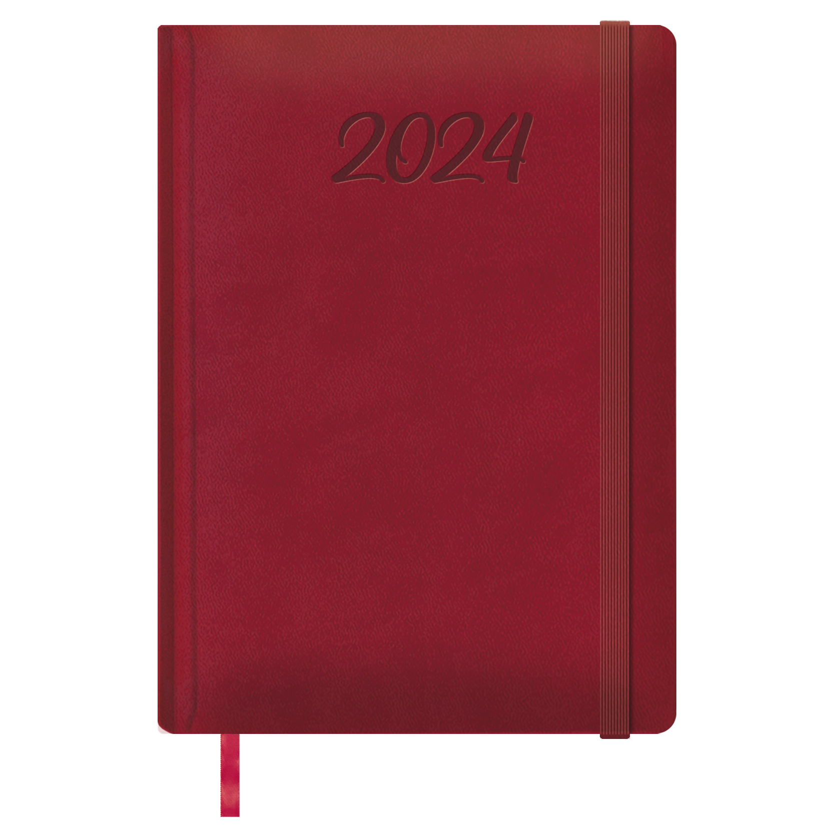 Dohe Manaos Agenda Anual - Dia Pagina - Cubierta en Polipiel - Cierre con Goma Elastica - Papel Ahuesado - Sabado y Domingo misma Pagina - Tamaño 17x24cm - Color Burdeos