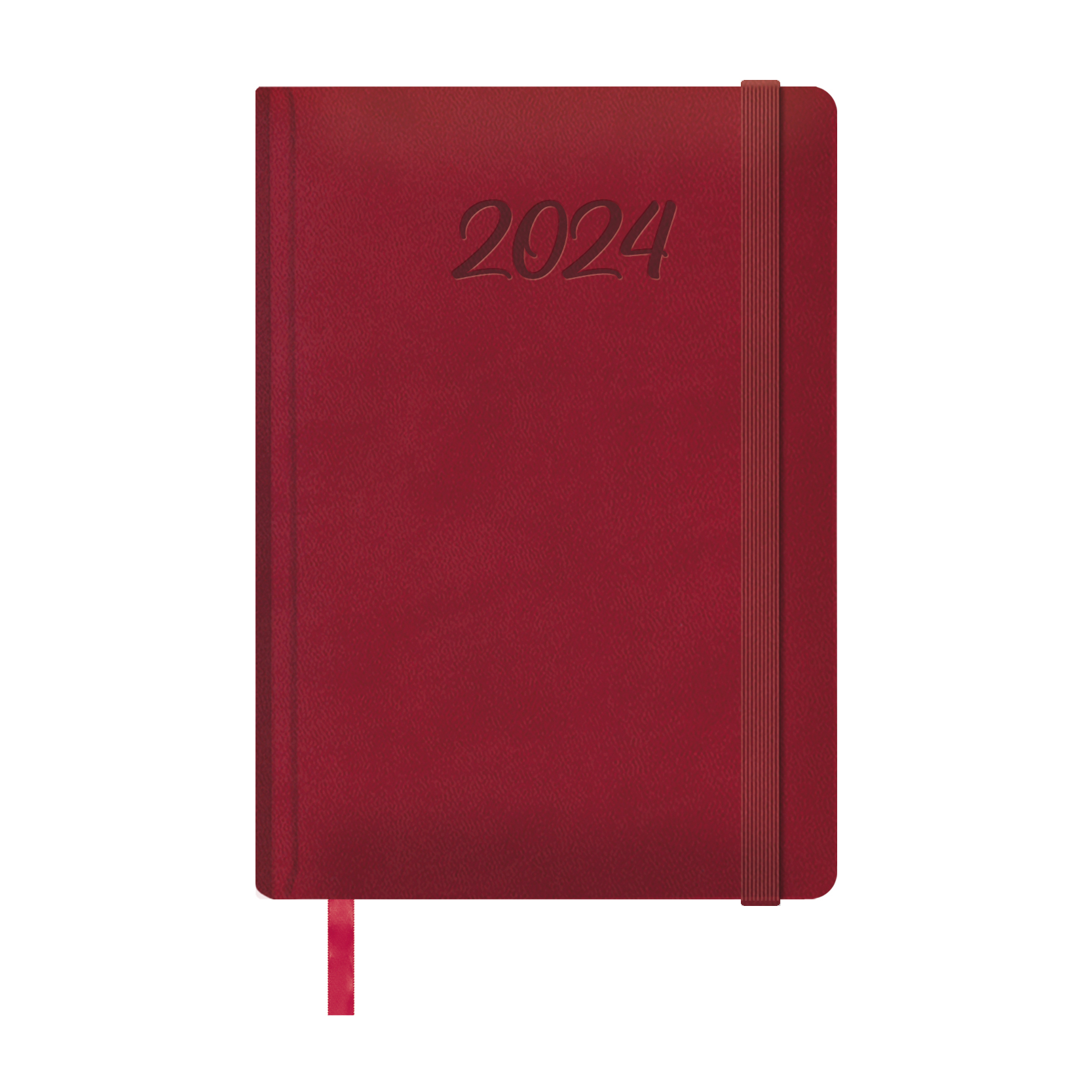 Dohe Manaos Agenda Anual - Dia Pagina - Cubierta en Polipiel - Cierre con Goma Elastica - Sabado y Domingo misma Pagina - Tamaño 15x21cm - Color Burdeos