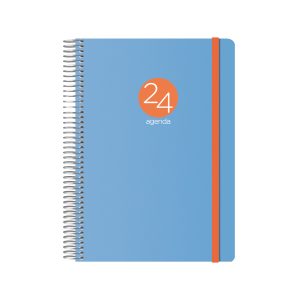 Dohe Menphis Agenda Anual - Dia Pagina - Cubierta de Plastico - Sabado y Domingo misma Pagina - Cierre con Goma Elastica - Tamaño 15x21cm - Color Azul