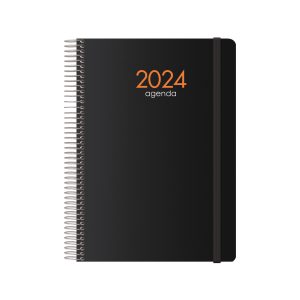 Dohe Syncro Agenda Anual - Dia Pagina - Cubierta de Plastico - Sabado y Domingo misma Pagina - Cierre con Goma Elastica - Tamaño 15x21cm - Color Negro